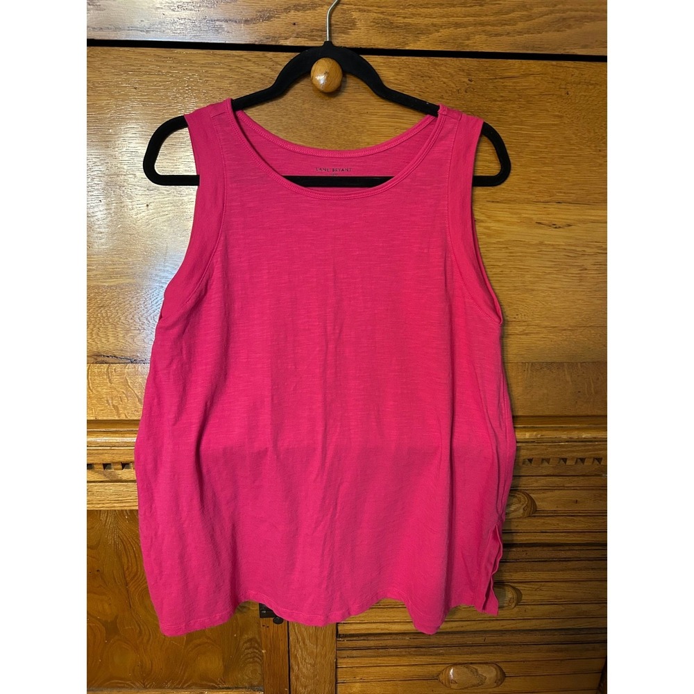 Lane Bryant Barbiecore Pink Slub Knit Sleeveless Tank Top Scoop Neck Summer
